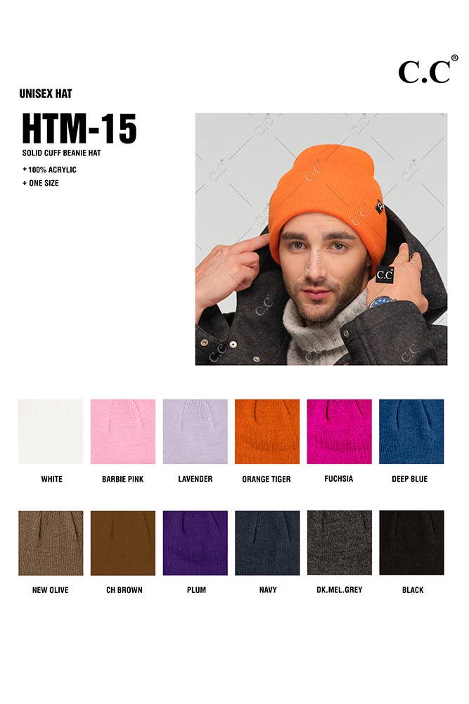 C.C Solid Cuff Beanie Hat