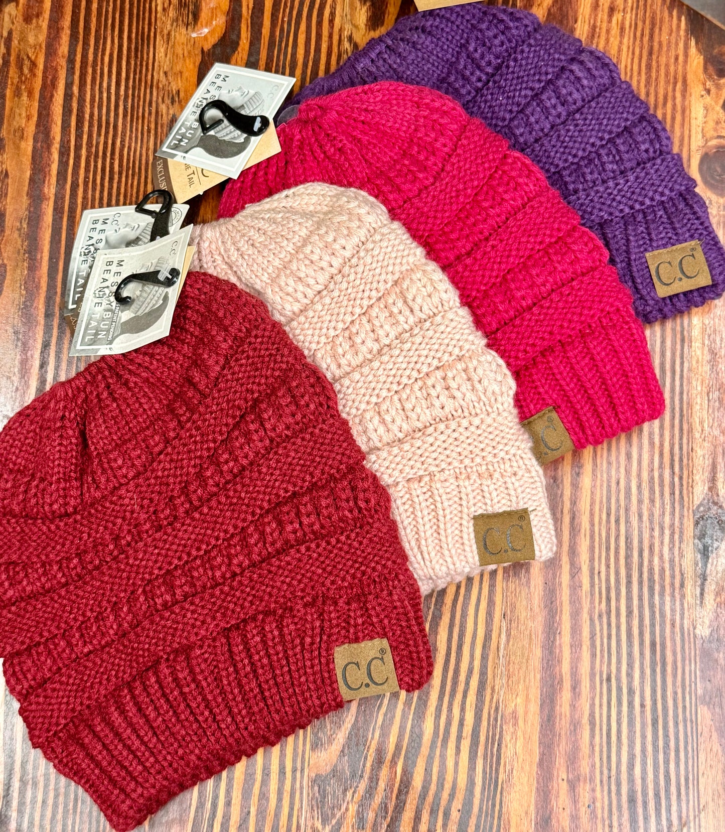 CC Messy bun/ponytail Beanie (Multiple colors Available !)