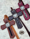 CUSTOM HorseHair Inlay Leather Cross